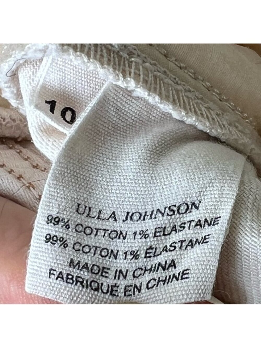 ULLA JOHNSON Women's Brodie Jeans Tapered Ankle Ivory Size 10 High Rise - Picture 11 of 16